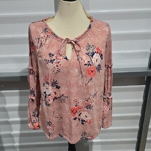 Absolutely Famous Pink Floral Blouse‎ Size XL